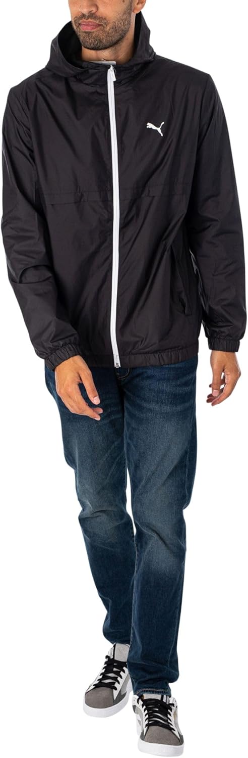 PUMA Men's Solid Windbreaker Jacket, Black