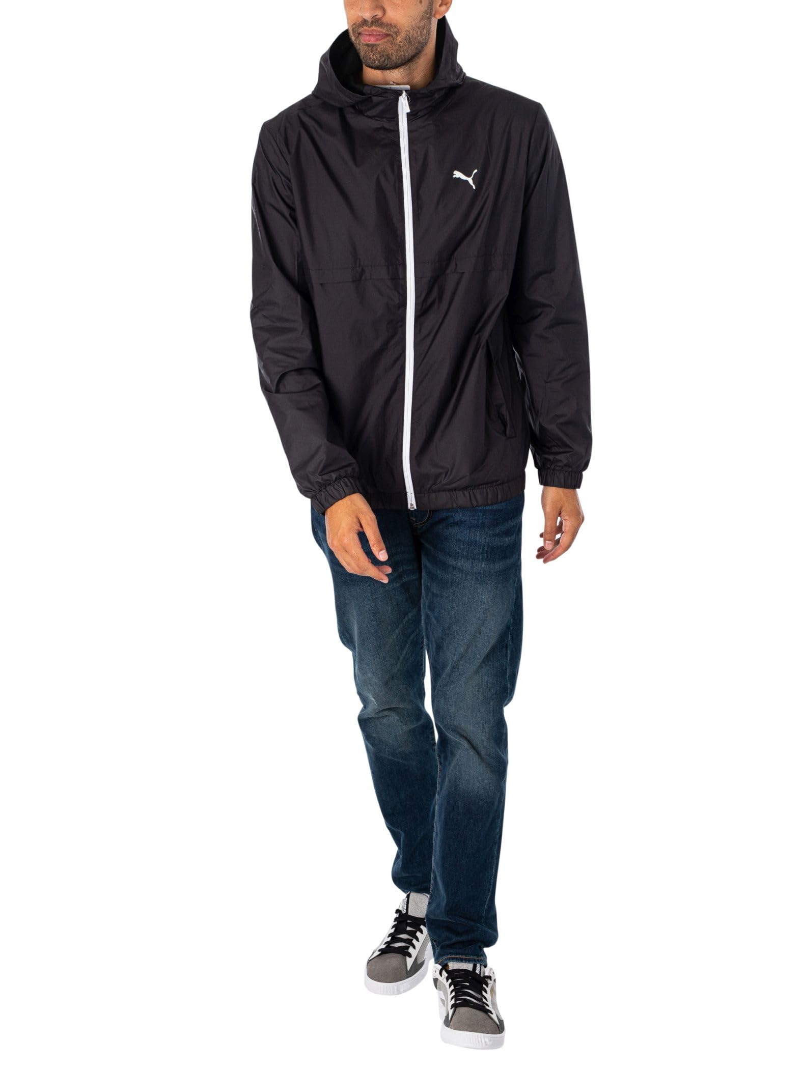 PUMA Uomo Giacca A Vento Solida, Black/White