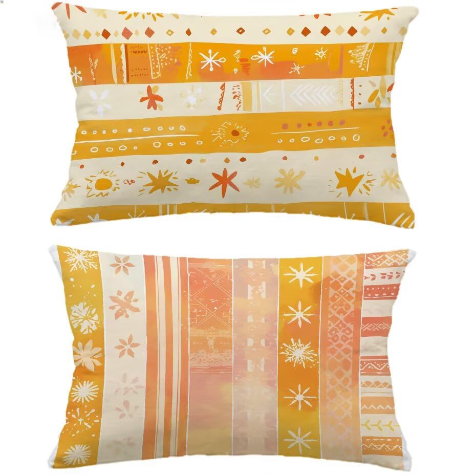 Housse de Coussin Extérieur 50x70 Imperméable Jardin Orange Lot de 2