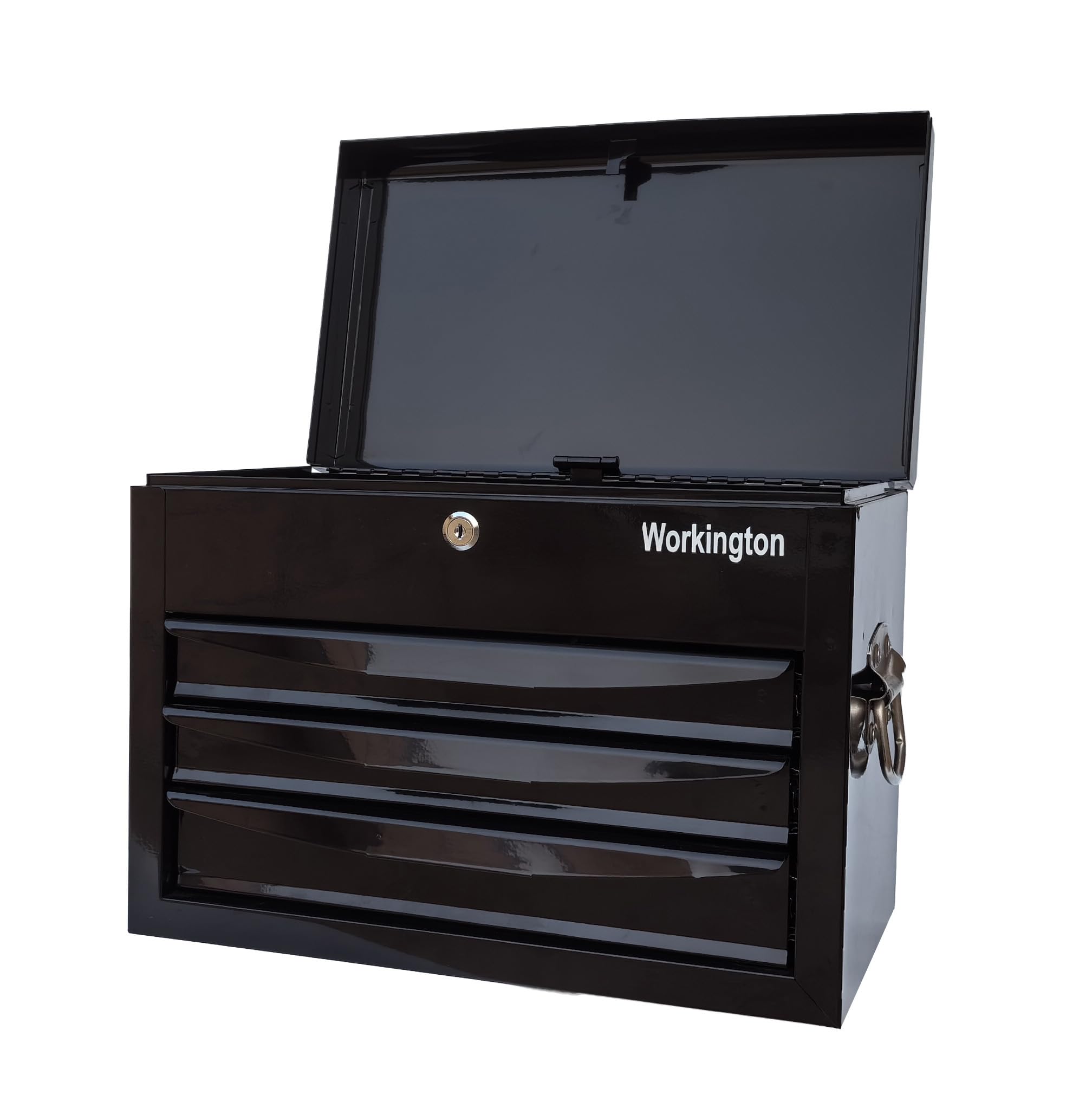 Portable Metal Tool Chest with 3 Drawers, 17" 3-Drawer Tool Chest Cabinet with Ball Bearing Drawer Slides, Steel Tool Storage Box Organizer 4203 Black