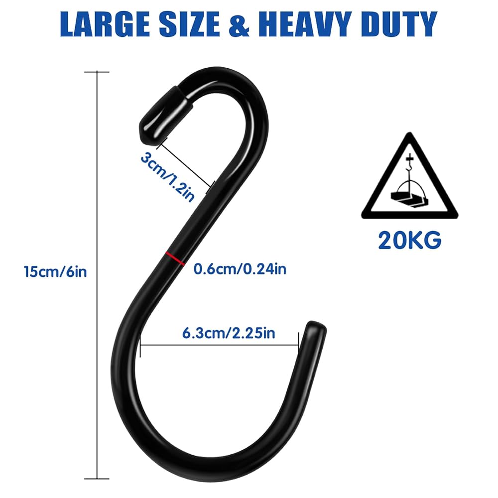 6 Ganci A S 15cm - Acciaio, Portata 30kg, Nero, Per Cucina, Bagno - Foto 14