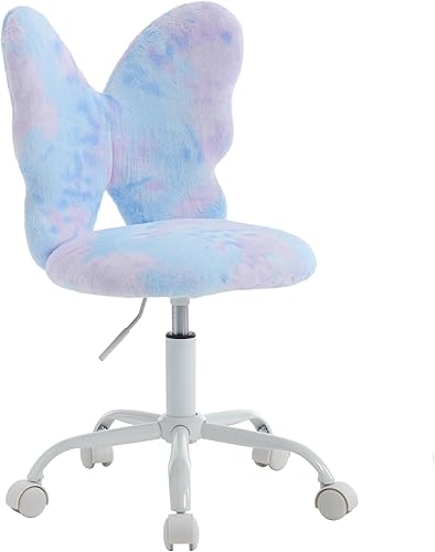 chairus Silla de escritorio para niños, silla de estudio de piel sintética para adolescentes, silla de tocador ajustable en forma de corazón para