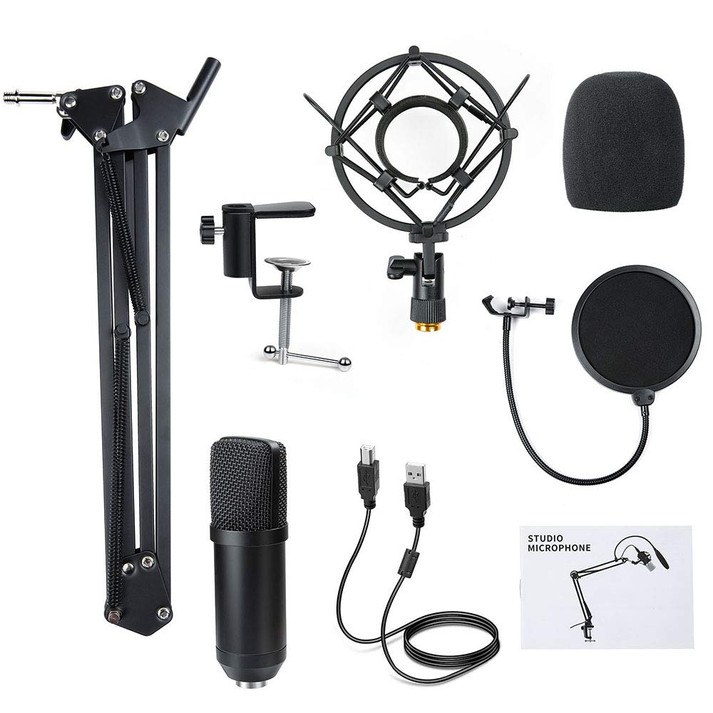 Diealles Shine Microfono a Condensatore, 192KHz/24Bit USB Microfono con Filtro Antipop, Supporto Regolabile per Podcast, Youtube, Compatibile con PS4
