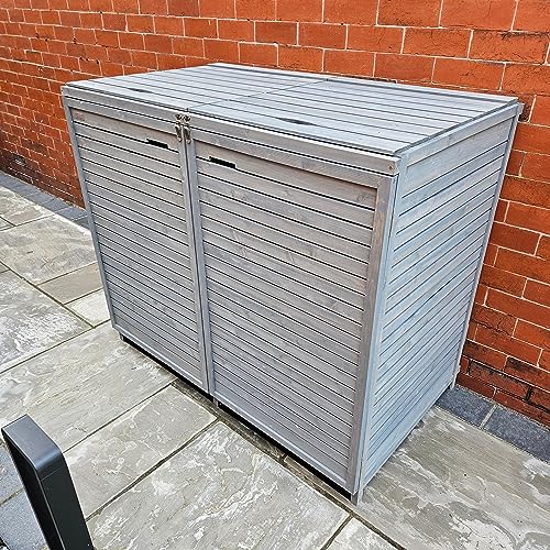 Samuel ALEXANDER Large Grey Wooden Double Wheelie Bin Store