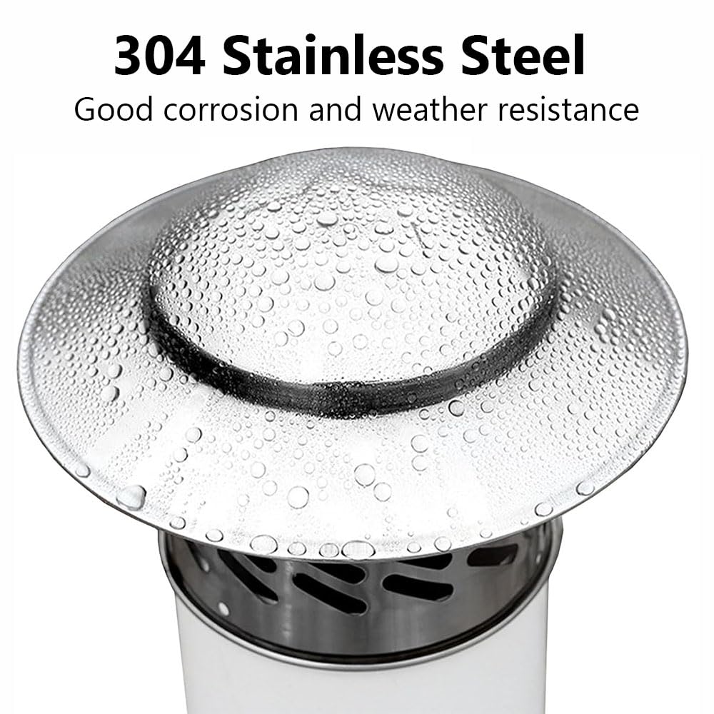 Tapa de chimenea de acero inoxidable 304, diseño en forma de paraguas, resistente a la lluvia y a la corrosión, cubierta de lluvia con protector de pájaros para estufa, tubos de ventilación de techo