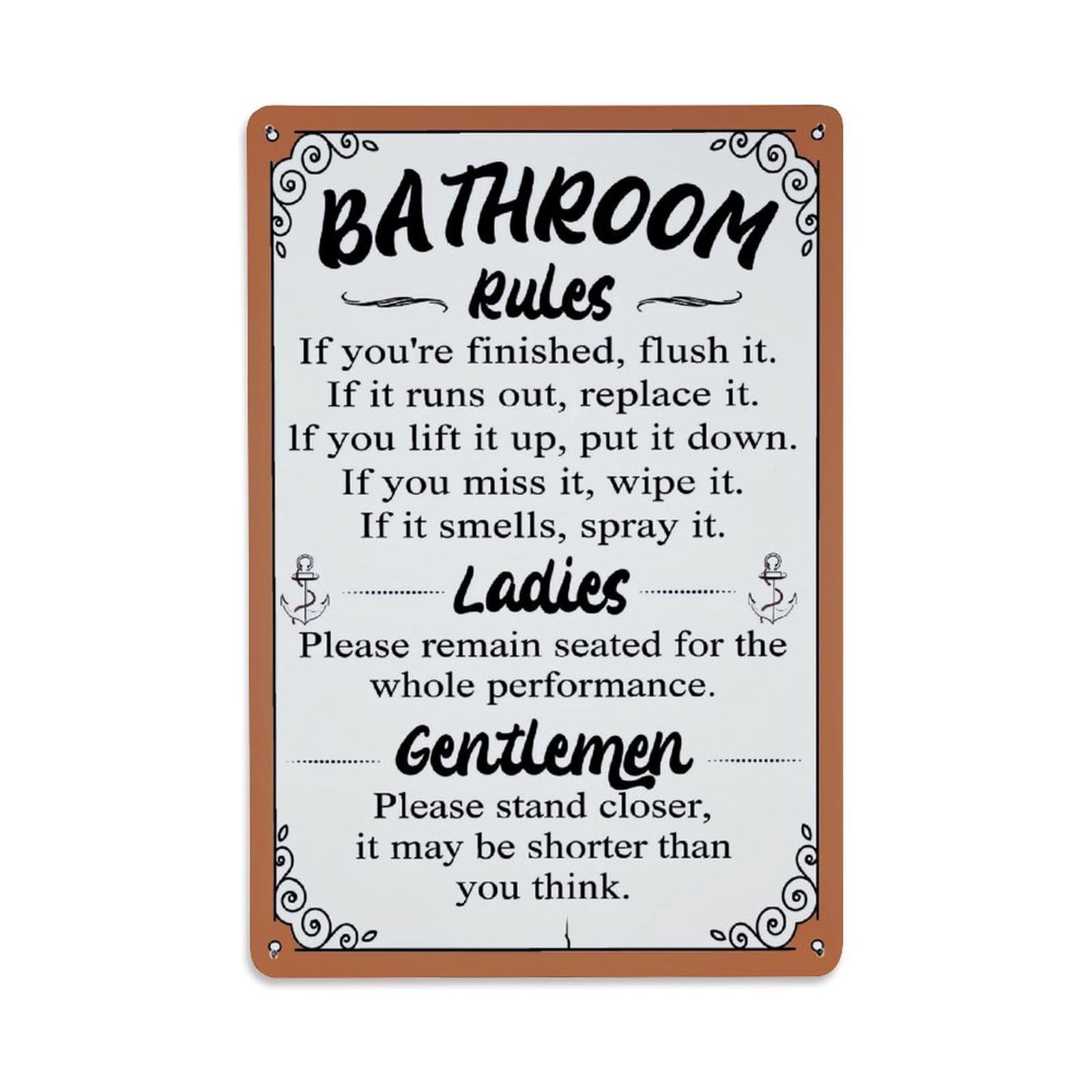 Jdfenggu Vintage Bathroom Rules Sign Poster Retro Metal Tin Sign, Metal Poster For Bar, Home, Man Cave, Kitchen, Laundry Room Art Decor 8X12 Inch