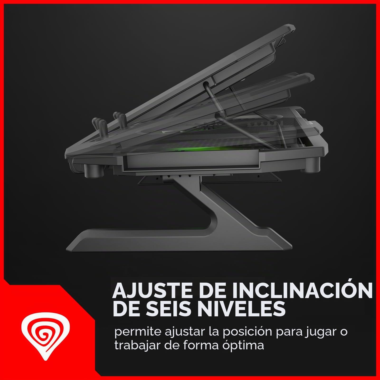 genesis BASE REFRIGERADORAS OXID 850 RGB 15.6"-17.3" USB, 5 VENTILADORES