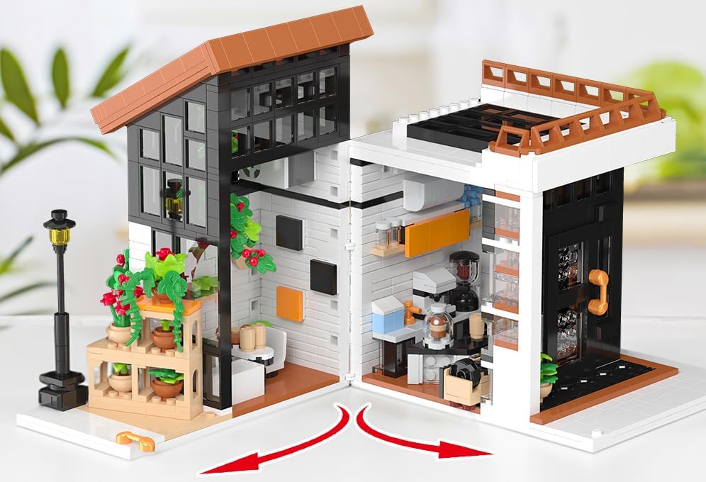 Miniatura 3 de City Cafe - Juego de juguetes de construcción, bloques de construcción modulares de cafetería, regalo de Halloween y Navidad para adultos, niños y