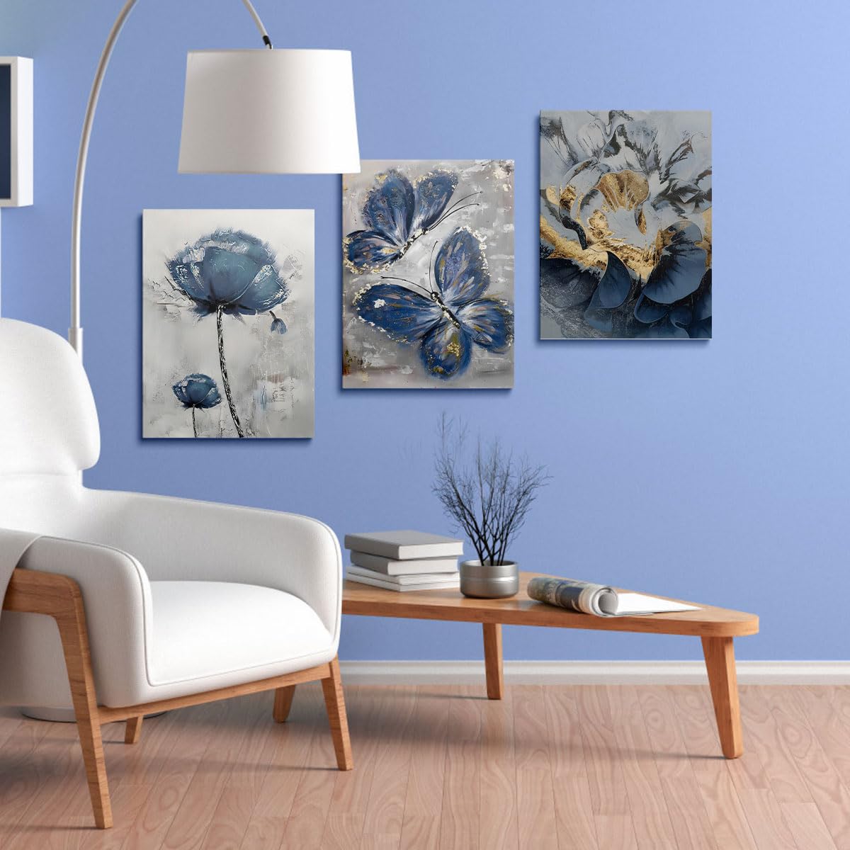 prinfantasy Butterfly Wall Art Canvas Prints Poster Gallery Wall Art Picture Wall Decor Gift for Girls Bedroom Kitchen Living Room Decoration - Image 2