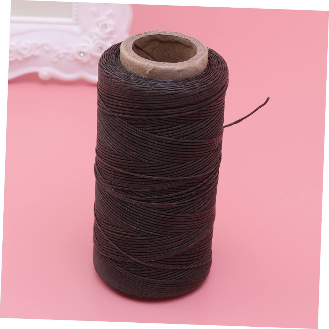 Flache Wachslinie 0, 8mm 150D Schwarz aus Polyester für Leder | Leder Nähgarn Gewachst, Handnähkordel zum Handnähen, für Buchbinden und Reparaturen im Selbstgemacht