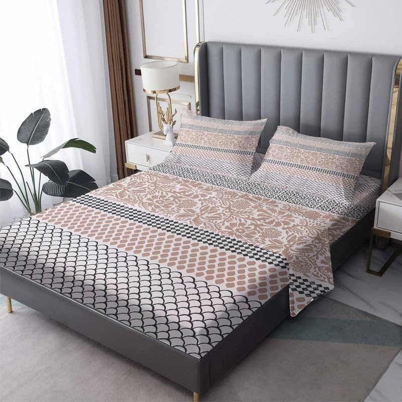 Miniatura 3 de Juego de sábanas tamaño Queen con bolsillo profundo con sábanas y fundas de almohada con patrón bohemio vintage, hecho de material 100% microfibra,