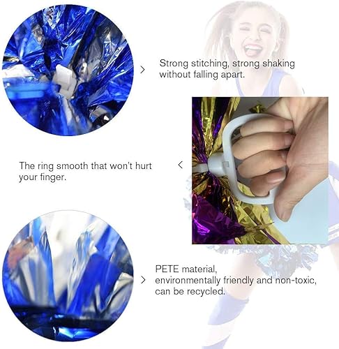 Miniatura 7 de Puzine Juego de 4 aros con pompones de 13pulgadas, lámina de aluminio, metálicos, aro de plástico, 3.53onzas