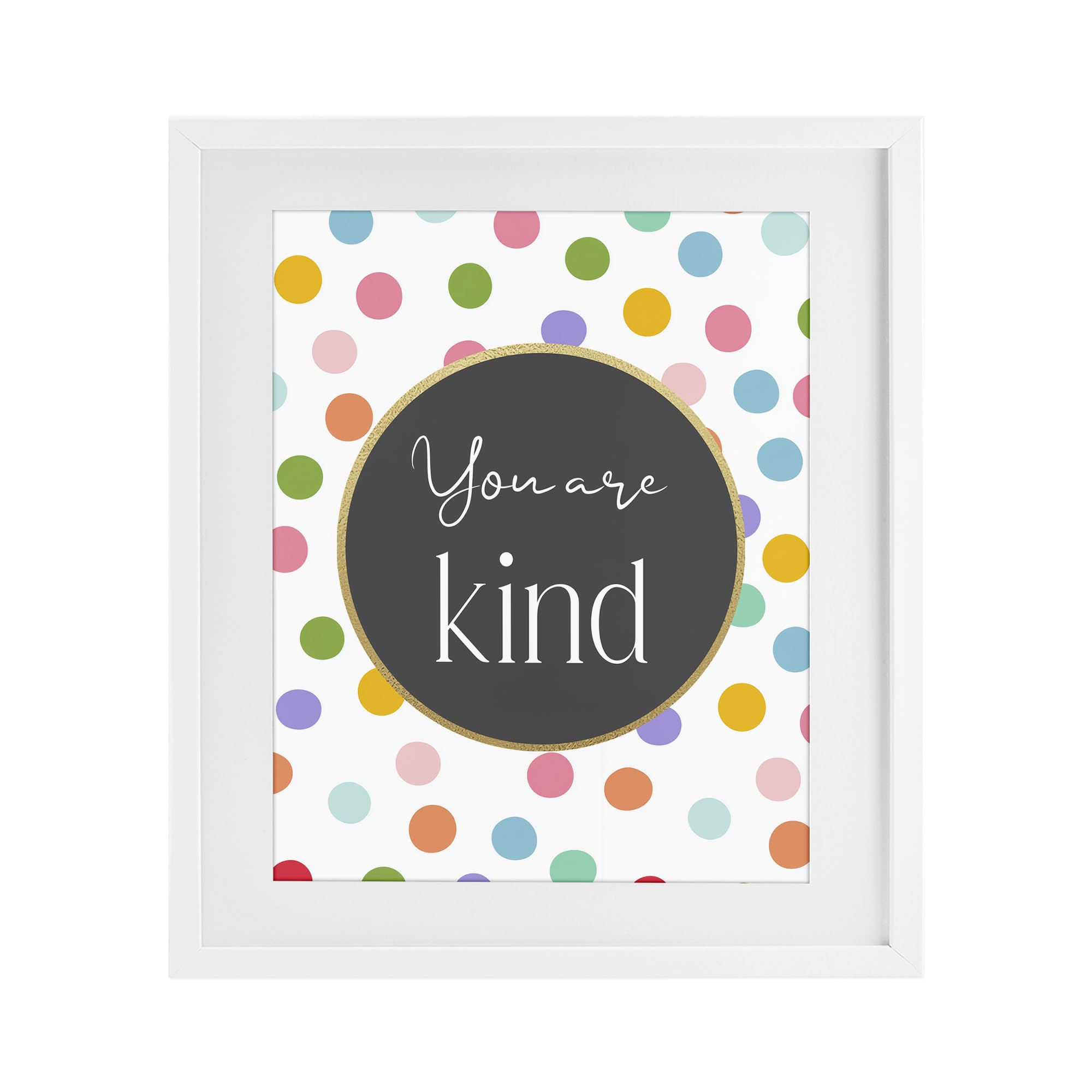 Stupell Industries 'You Are Kind Polka Dots', Framed Print Under Glass, White, 17 x 21 Inches, Easy to Hang and Sturdy, Made in USA, by Christine Simpson Art