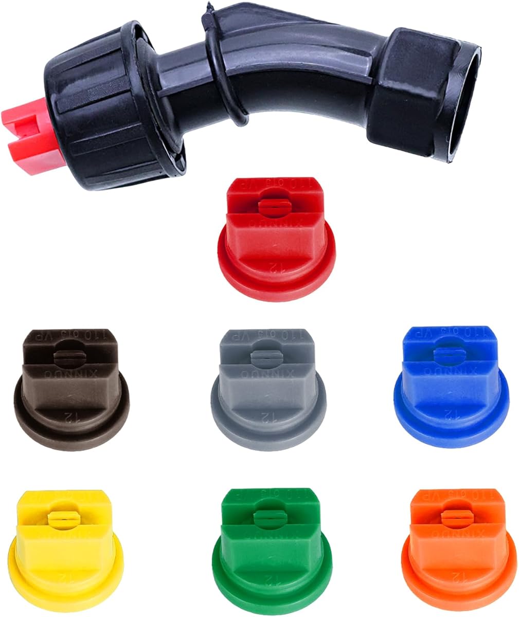 110°Flat Fan Spray Nozzles, 7PCS 0.1–0.6mm Sprayer Nozzle Tips, for the Replacement Boom Pump Sprayer Knapsack, Garden & Agricultural Tank Spraying Equipment-Check Thread Size Before Purchase
