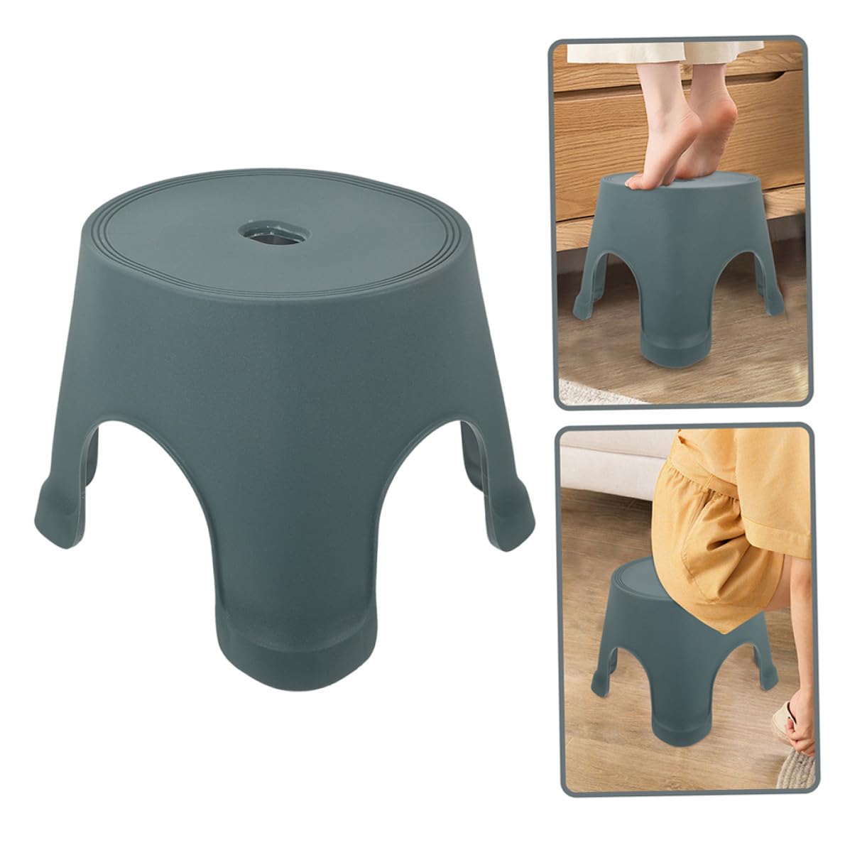 ERINGOGO Rutschfester Kunststoff Badhocker Großer Tritthocker für Badezimmer und Wohnzimmer Vielseitig Einsetzbar Sicherer Toilettenhocker mit Stabilem Leichtem Design in Laufgrün