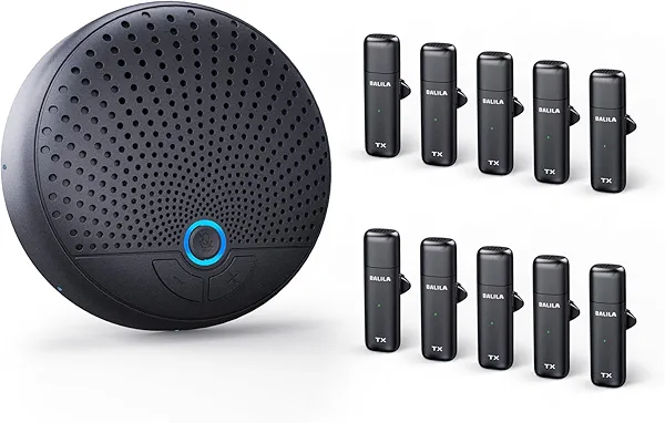 BALILA Conference Speaker and Microphone, 10 AI Mics 360° Voice Pick Up & Noise Reduction, USB Speakerphone for 10-15 People Conference Room, Compatible with Multi-Leading Platforms, Zoom, MS Team
