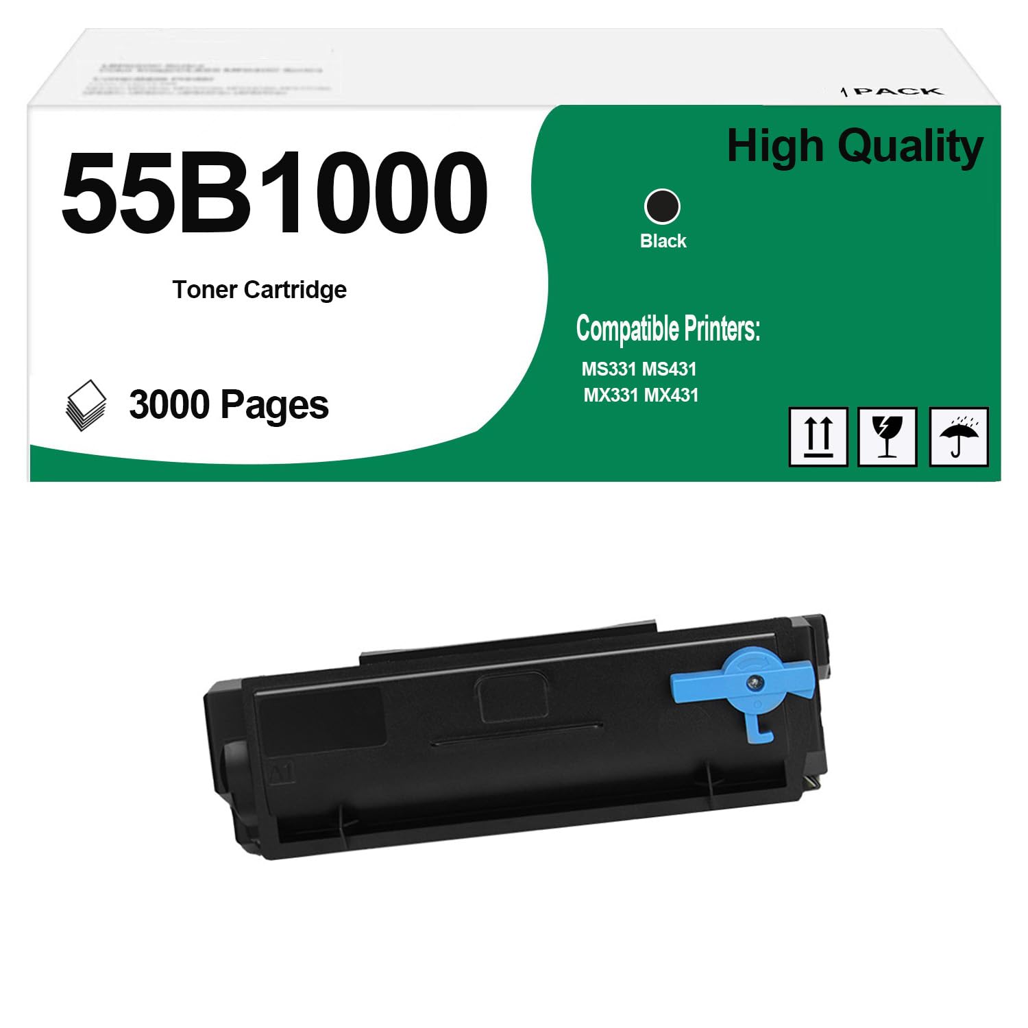 ASANSH 55B1000 Black Toner Cartridge Use for MS331 MS331dn MS431 MS431dn MS431dw MX331 MX331adn MX431 MX431adn MX431adw Printers (3,000 Pages)