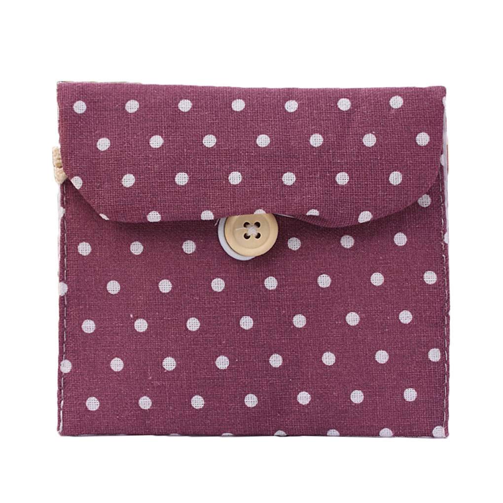 WOVEBIUS Women Girls Linen Small Dot Button Pouch Purse Wallet Coin Purses Organizer Money Key Pouch Case,Purple