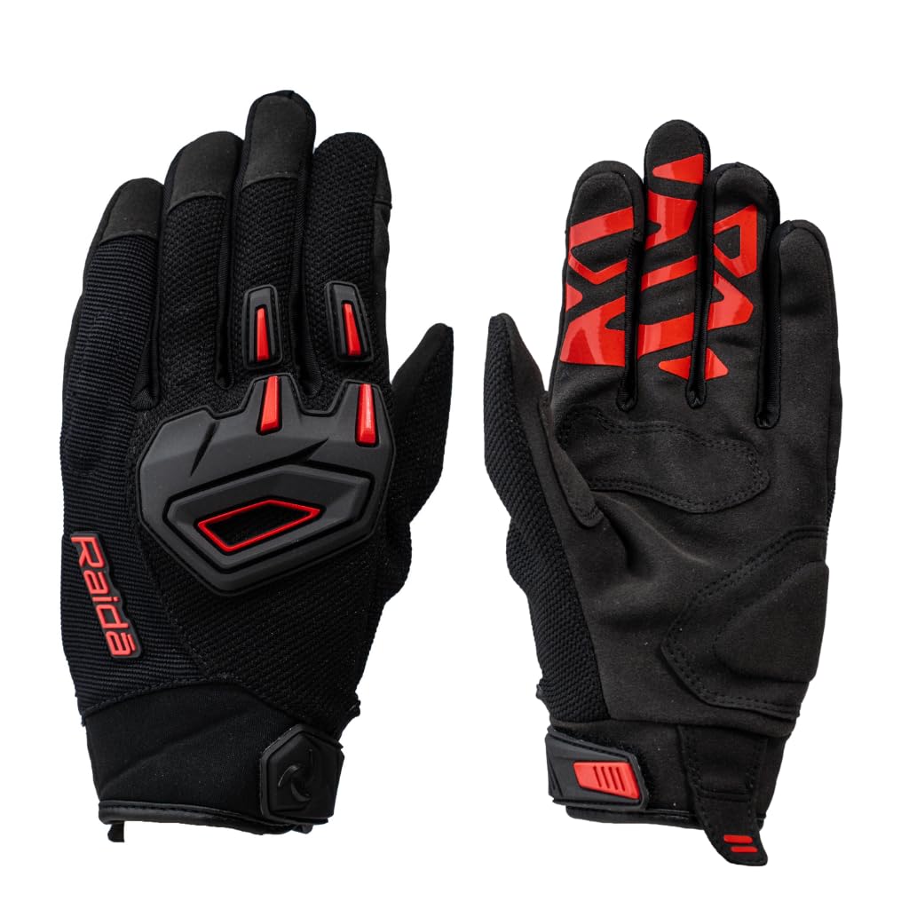 Raida Avantur 2.0 Motorcycle Gloves | Vegan Friendly | Enhanced Knuckle Protection | Touchscreen Compatible | Lightweight & Comfortable | Ideal for Daily Commute & Weekend Rides (Red, M)-image-48