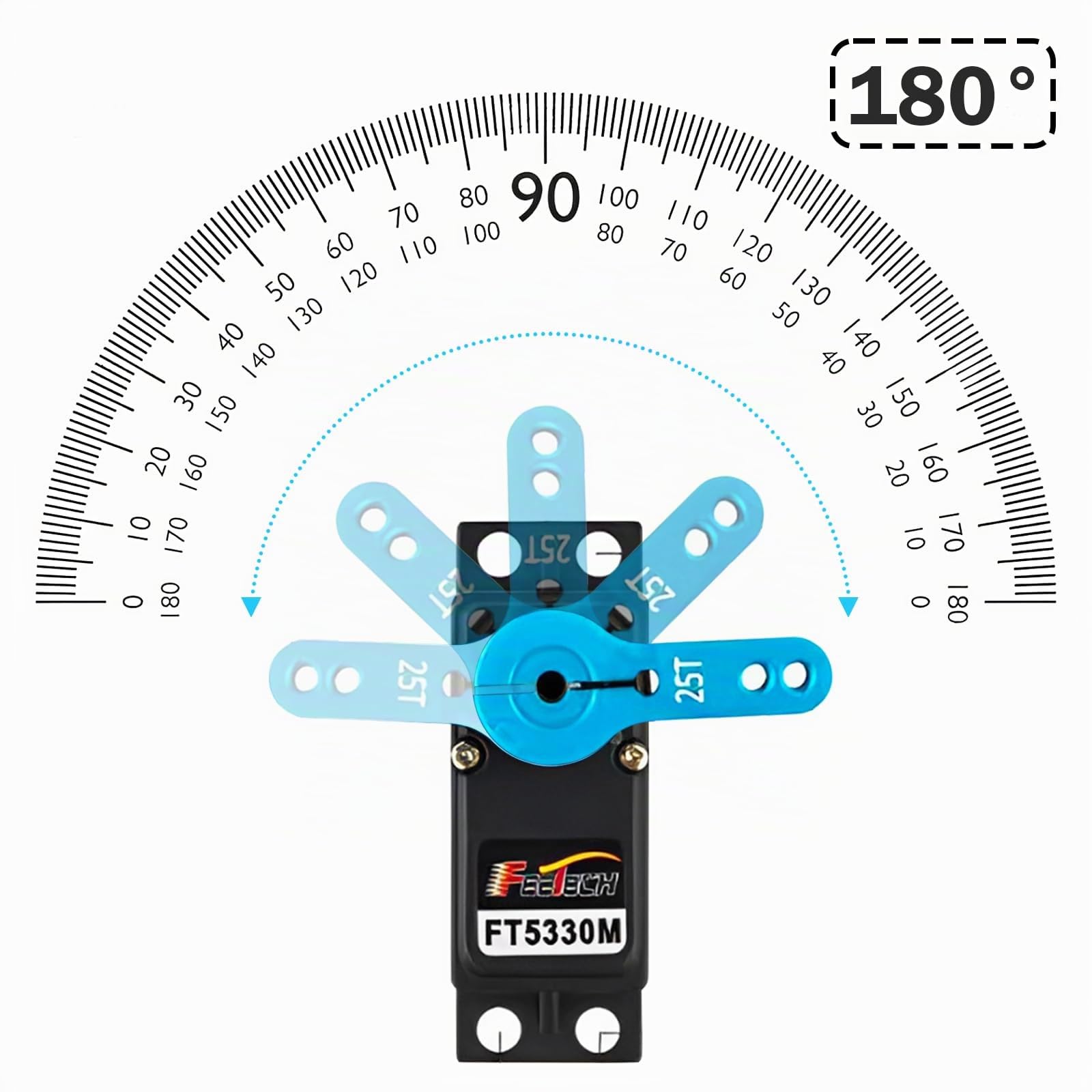 Feetech FT5330M Digitaler RC-Kern-Servomotor, 35 kg, wasserdicht, Metallgetriebe, 25T, Servo-Armhupe, 180 Grad, 6 V-7,4 V, für Metallgetriebe, 1/8, 1/10, Baja-Auto (2 Stück)