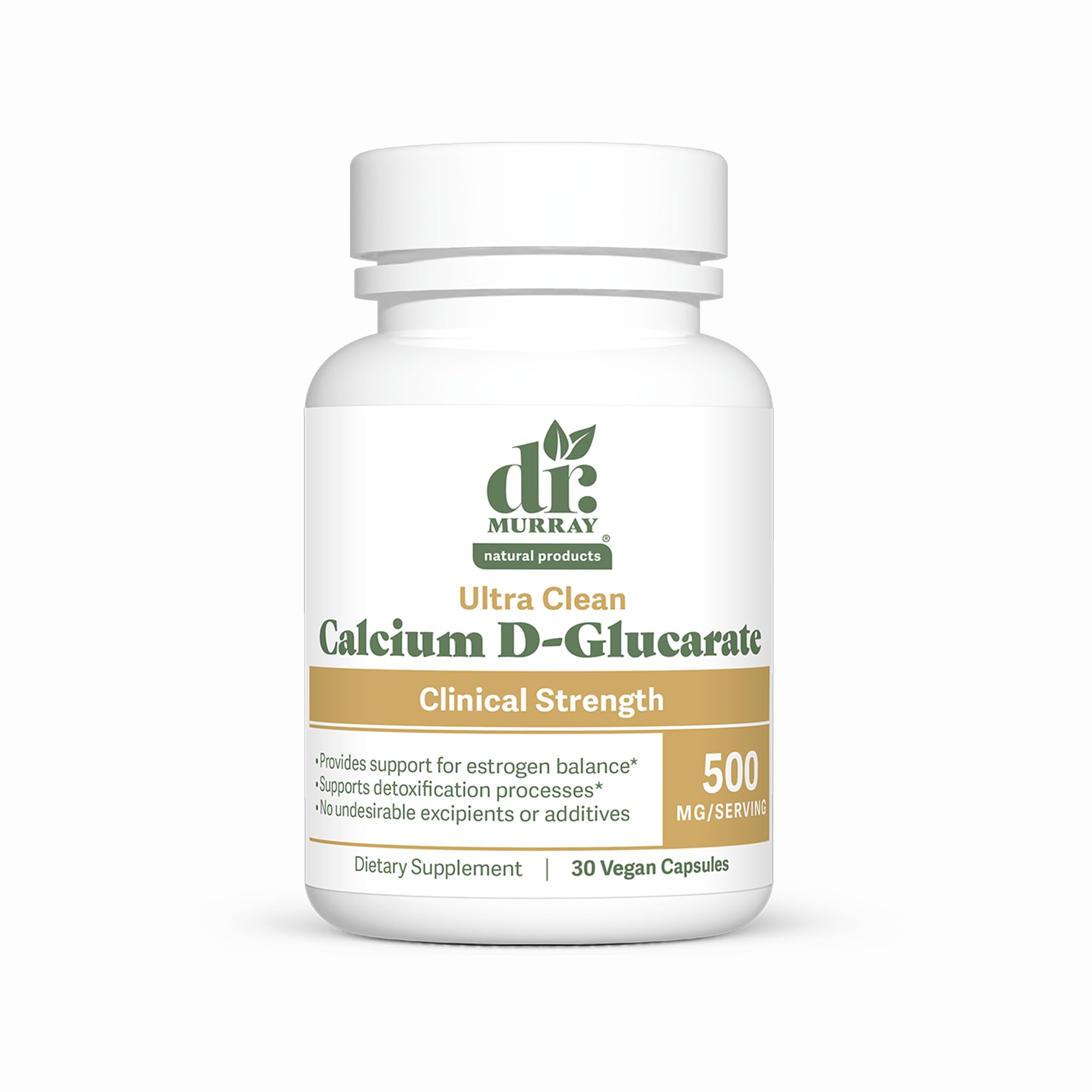 Dr. Murray's Calcium D-Glucarate 500 mg Vegan Capsules, Estrogen Aid, 30 Ct 30 Count (Pack of 1)
