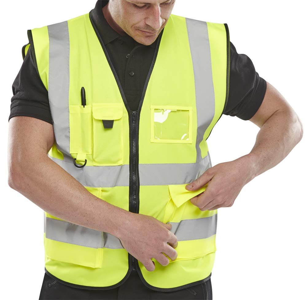 Expert Workwear Yellow Hi Viz Executive Work Safety Zip Vest Pocket Hi Vis Waistcoat High Visibility S-5Xl (Xxxxxxl, )