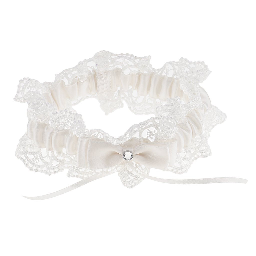 Fashion Delicate Beige Lace Floral Crystal Bowknot Wedding Garter Gift Bride Bridesmaid Hen Night Costume Prop-image-33
