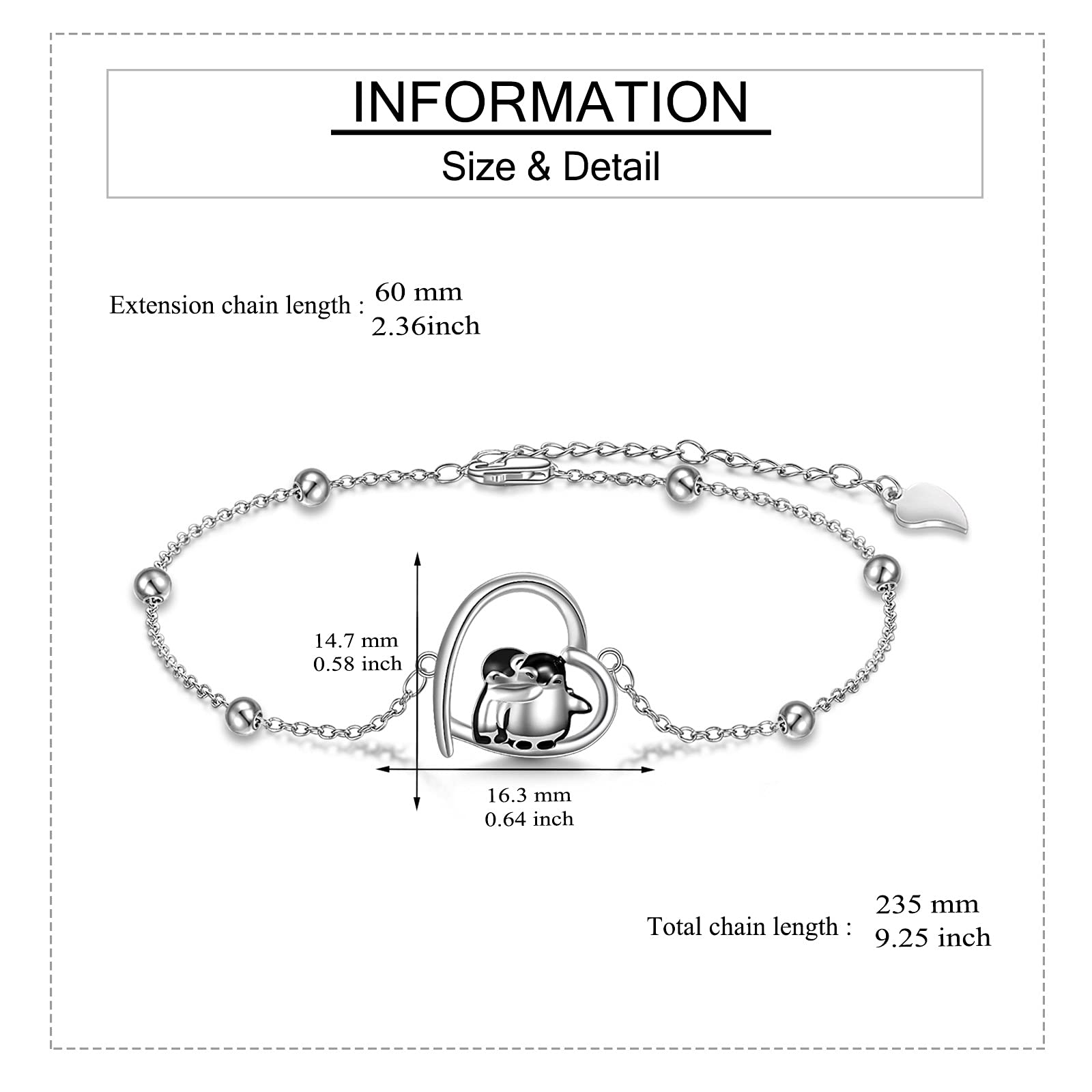 YAFEINI Pinguin/Meerschweinchen Armbänder Pinguin Geschenke 925 Sterling Silber Umarmt Pinguine Niedlicher Tierschmuck für Frauen Schwester