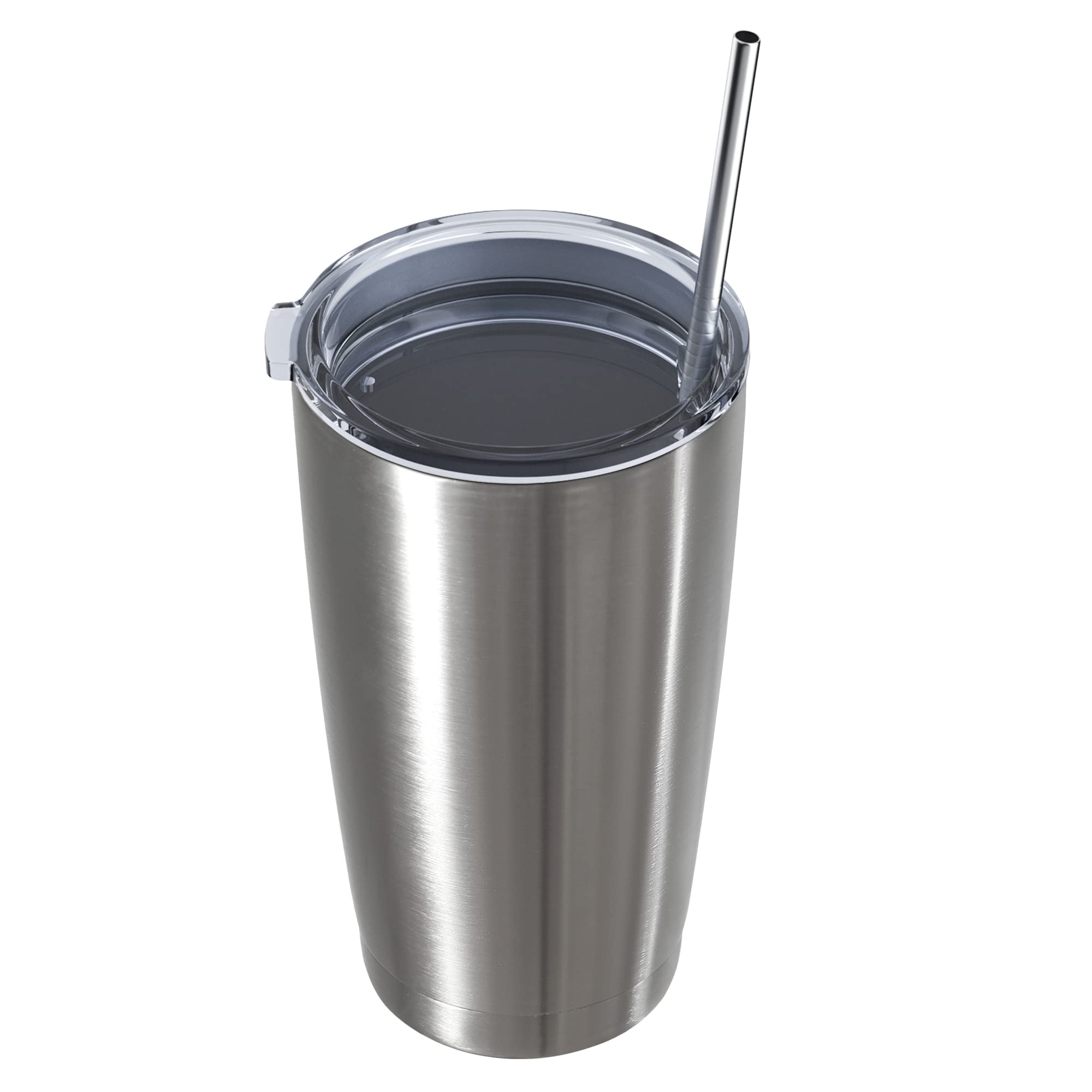 MUCHENGHY 20oz Tumbler Double Wall Stainless Steel Vacuum Insulated Travel Mug with Lid, Insulated Coffee Cup Travel Mug, 1 Straws,2 brush (Silver, 1)