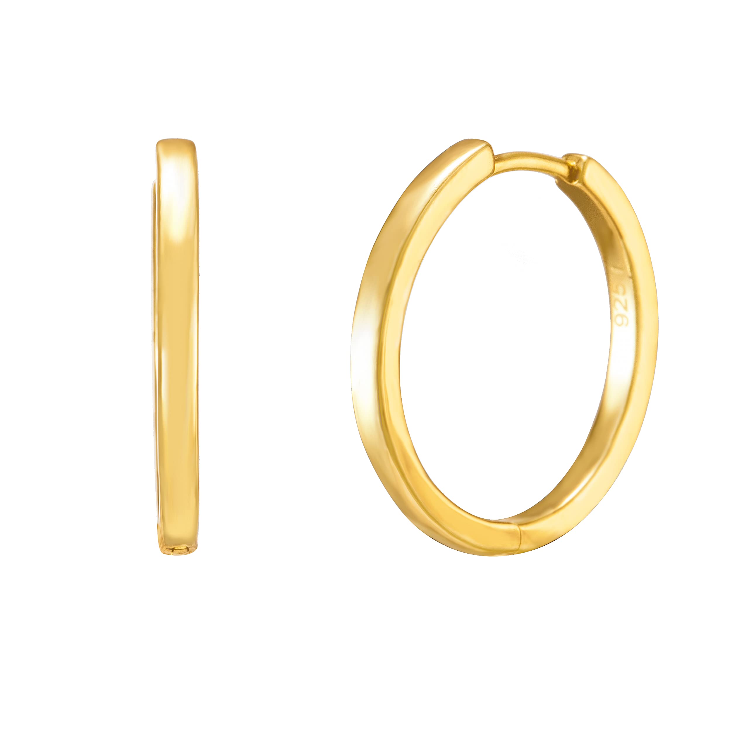 Ohrringe Silber 925. Basic Creolen groß oder klein. Schmuck Damen vergoldet mit 18 Karat (Silber und Gold) für Frauen und Mädchen. Durchmesser der Hoops 12,5 oder 20mm.