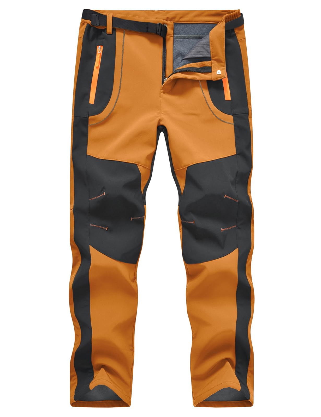 donhobo Pantalon de randonnée doublé pour homme - Imperméable - Coupe-vent - Chaud - En softshell épais - Pantalon de ski - Pantalon de trekking