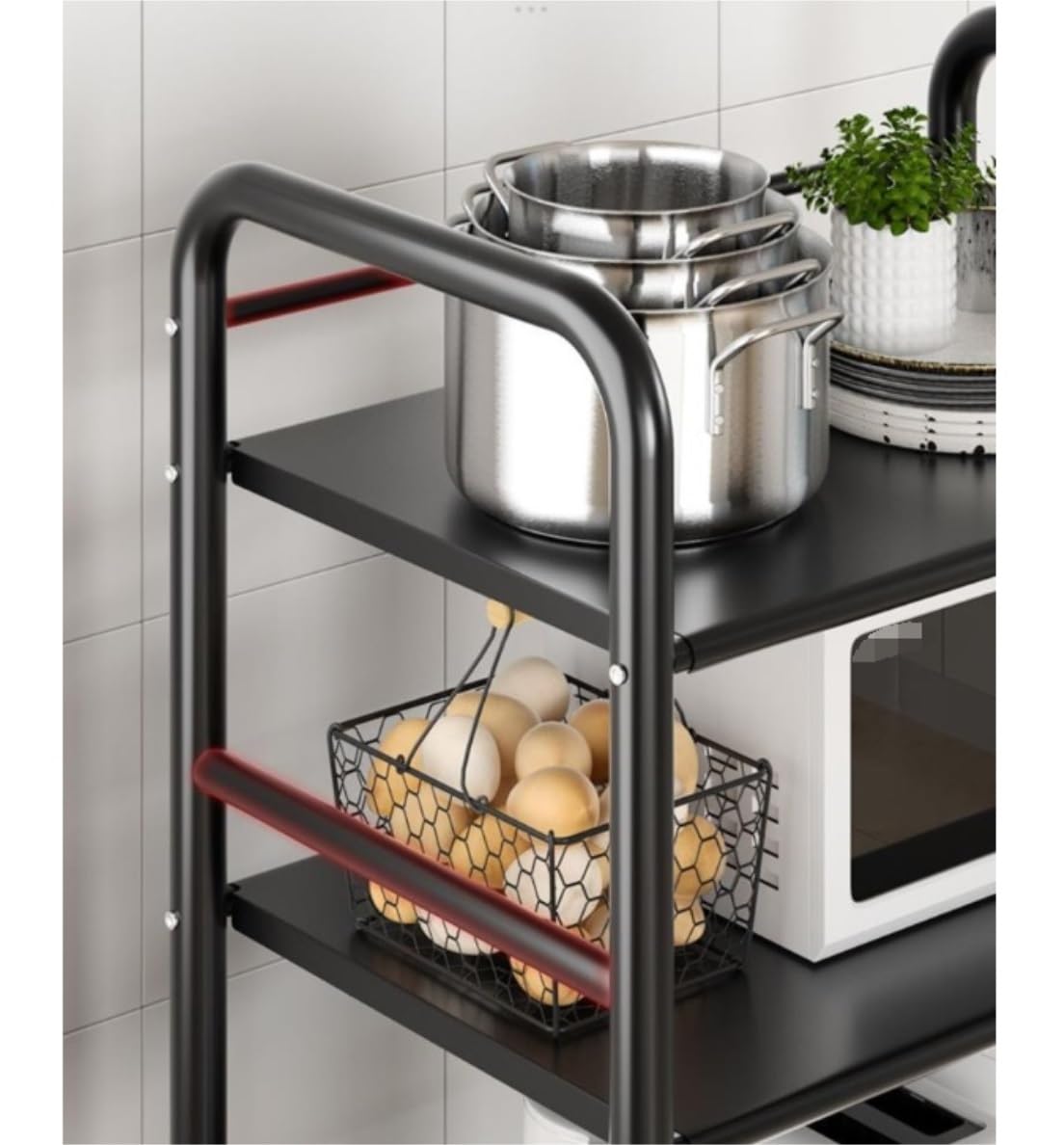 Soporte Microondas Estante Para Horno Microondas De 5 Niveles Almacenamiento Utilidad Cocina Organizador Carrito Para Con Cestas Alambre Y Ruedas Organizador de Cocina