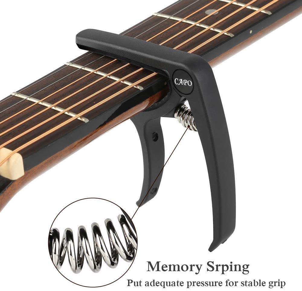 Cejilla para guitarra acústica y eléctrica de 6 cuerdas, cejilla ligera de liberación rápida para guitarras, ukelele, bajo, mandolina, banjo