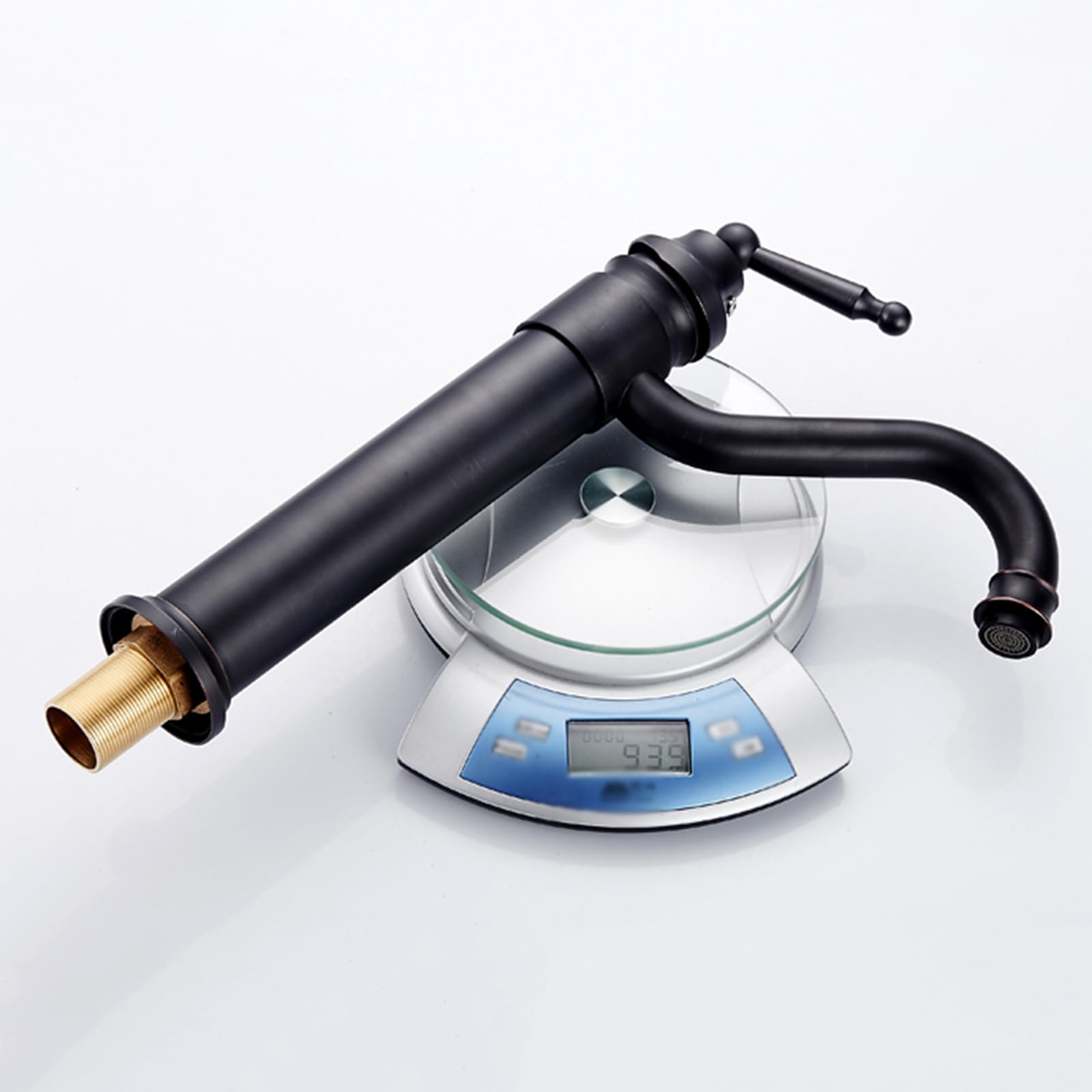 Retro-Badezimmer-Waschtischarmatur, hoch, Schwarz, Badezimmer-Waschtischarmatur, 1 Loch, antikes Messing, Mischbatterie für Badezimmer, G1/2-Schlauch für Badezimmer, Schwarz Retro Chaser of Light