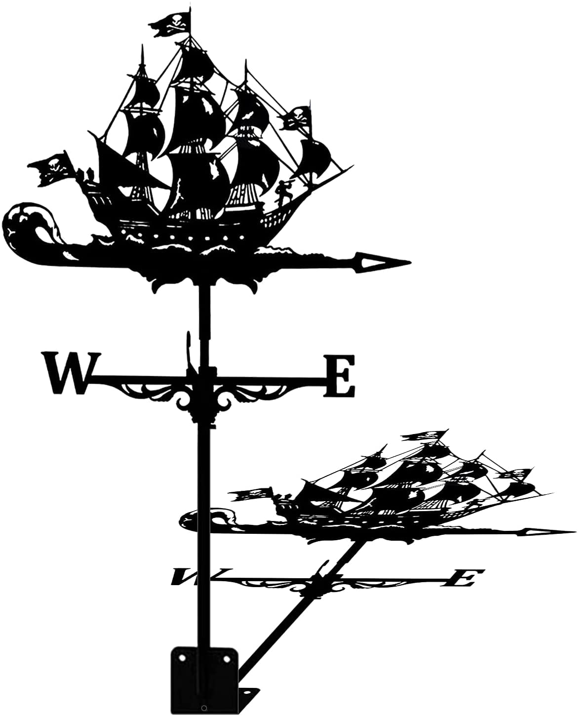 CZYLJLK Weather Vane Stainless Steel Weathervane for Garden Retro Sailboats Warships Pie Ships Weathercock Creative Stake -A