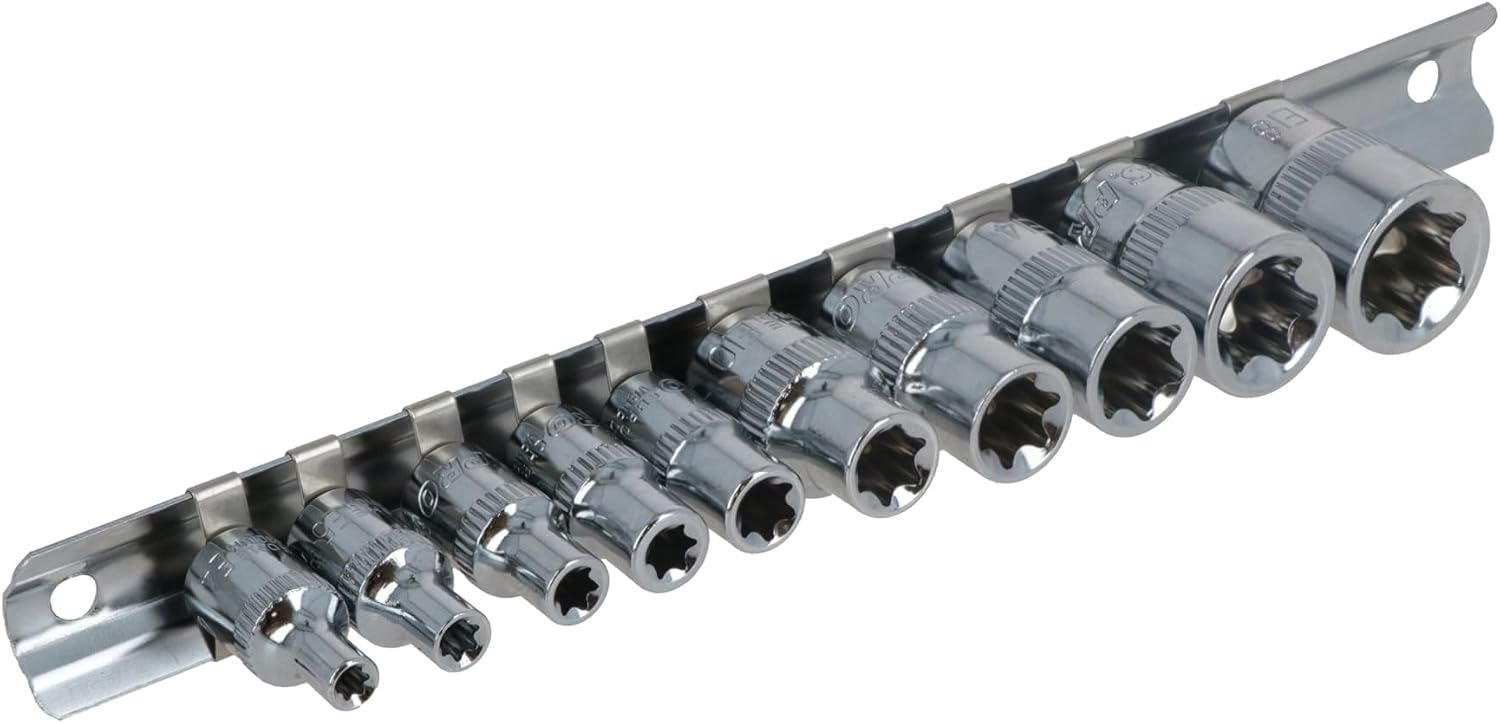 Torx/Star Female Sockets 10pc Set 1/4" and 3/8" Drive E Sockets E4 - E18
