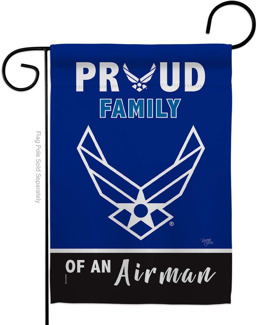 Air Force Proud Family Airman Garden Flag Armed Forces USAF United State American Military Veteran Retire Official Small Decorative Gift Yard House Banner Double-Sided Made In USA 13 X 18.5