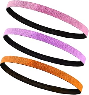 LOOM TREE 3Pcs Elastic Sport Headbands Non Slip Hair Bands for Workout Football Soccer Pink Purple Orange | 3 Sport Headbands | Material ~ Nylon | Color ~ Orange-picture-41