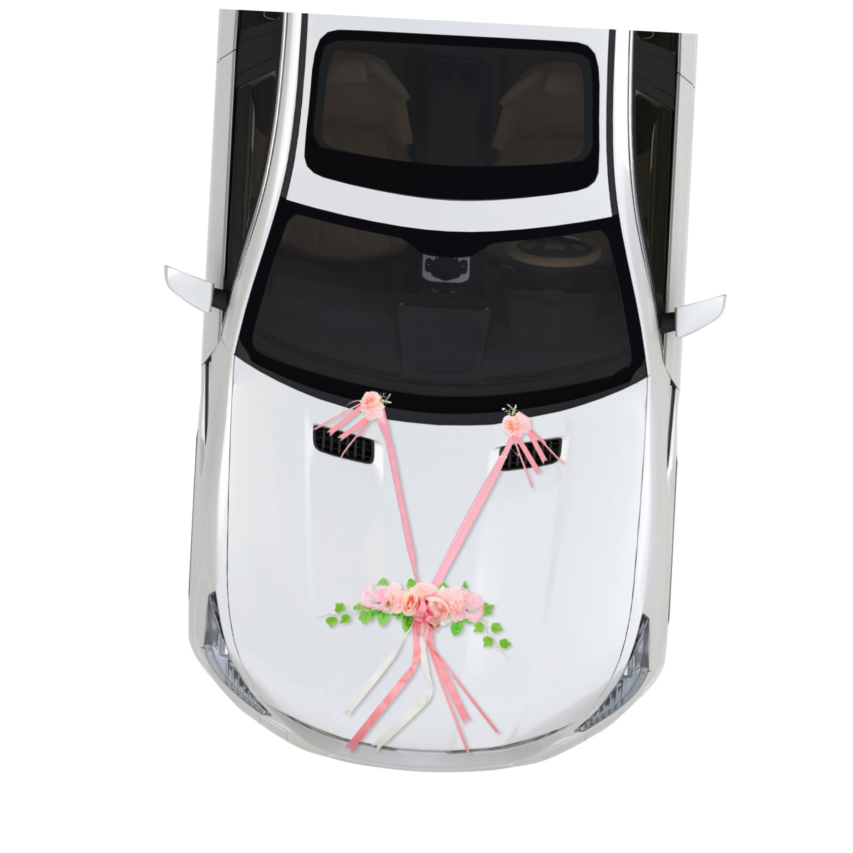 Alipis Hochzeitsauto Dekorationsset Rosa Seidenblumen Elegant für Hochzeit | Brautparty, Künstlich mit Schleifen, Hohe Realität und Farbbeständig, Einfache Montage