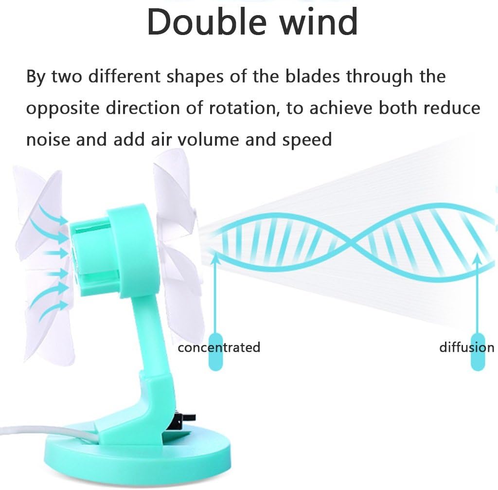 USB Portable Spray Fan Mini Student Rechargeable Dormitory Bed Quiet Angle Adjustable 2 Speed Office Desktop Fan (Color : Blue Size : Plug in) (Plug in)