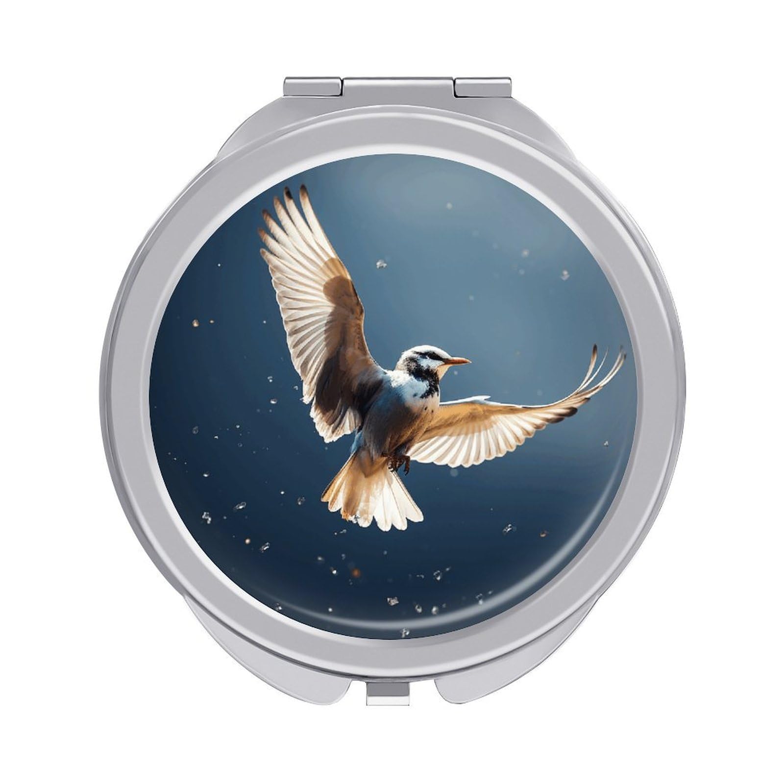 JTREHY Bird Migration Makeup Mirror Silver Mirror Surface Folding Makeups Mirrors Lightweight Durable Looking Glass for Suitable Traveling Handbag and Purses