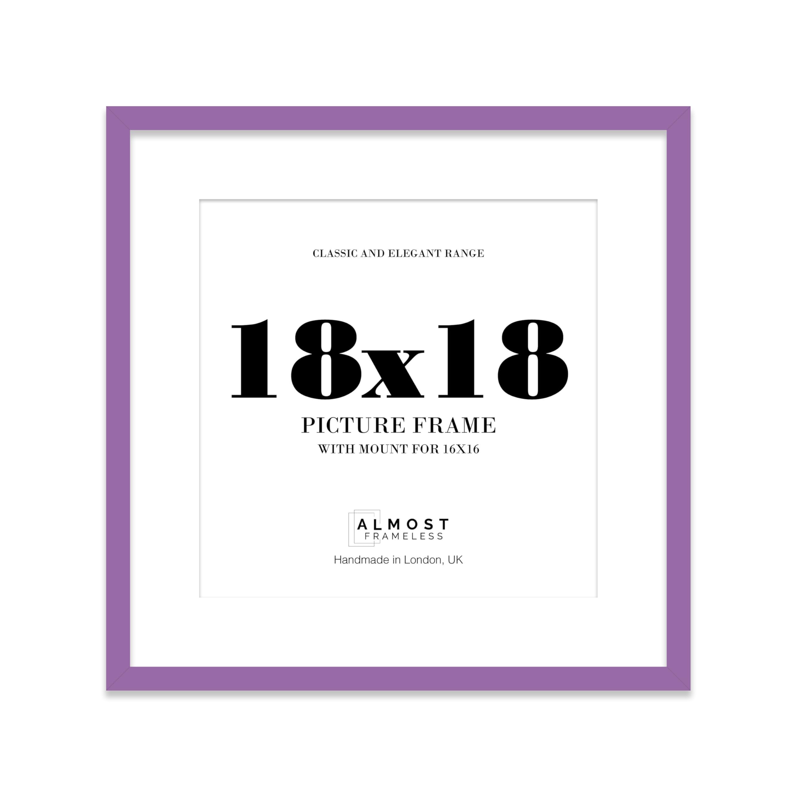 18x18 Purple Picture Frame with Mount for 16x16 Photos, Prints - Modern Square Wall Frame, 1 Pack