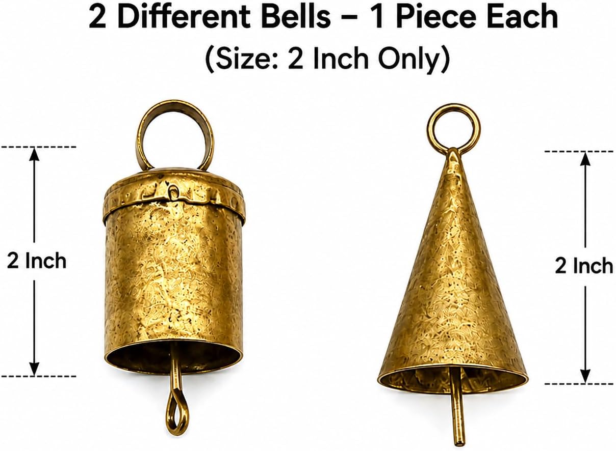 Set of 20 Handmade Iron Bells, Rustic Gold Decorative Hanging Bells for Christmas, Wreaths, Garlands, Wedding, Party, Farmhouse & Home Decor