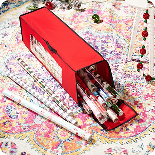 Nakior Christmas Wrapping Paper Storage Container – Xmas Gift Wrap Organizer – Stores Up To 24 Standard Rolls – Under Bed Storage Bin For All Christmas Accessories – Made From 600 Oxford Fabric #TOP6