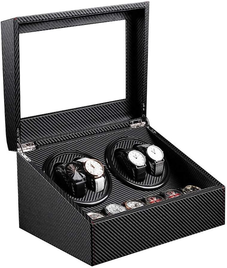Rotate Watches Box, 4+6 Watch Winder Carbon Fiber - Black,