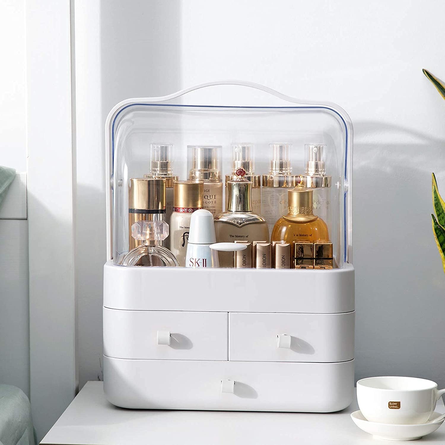 Tiroir de rangement en acrylique étanche et anti-poussière pour maquillage