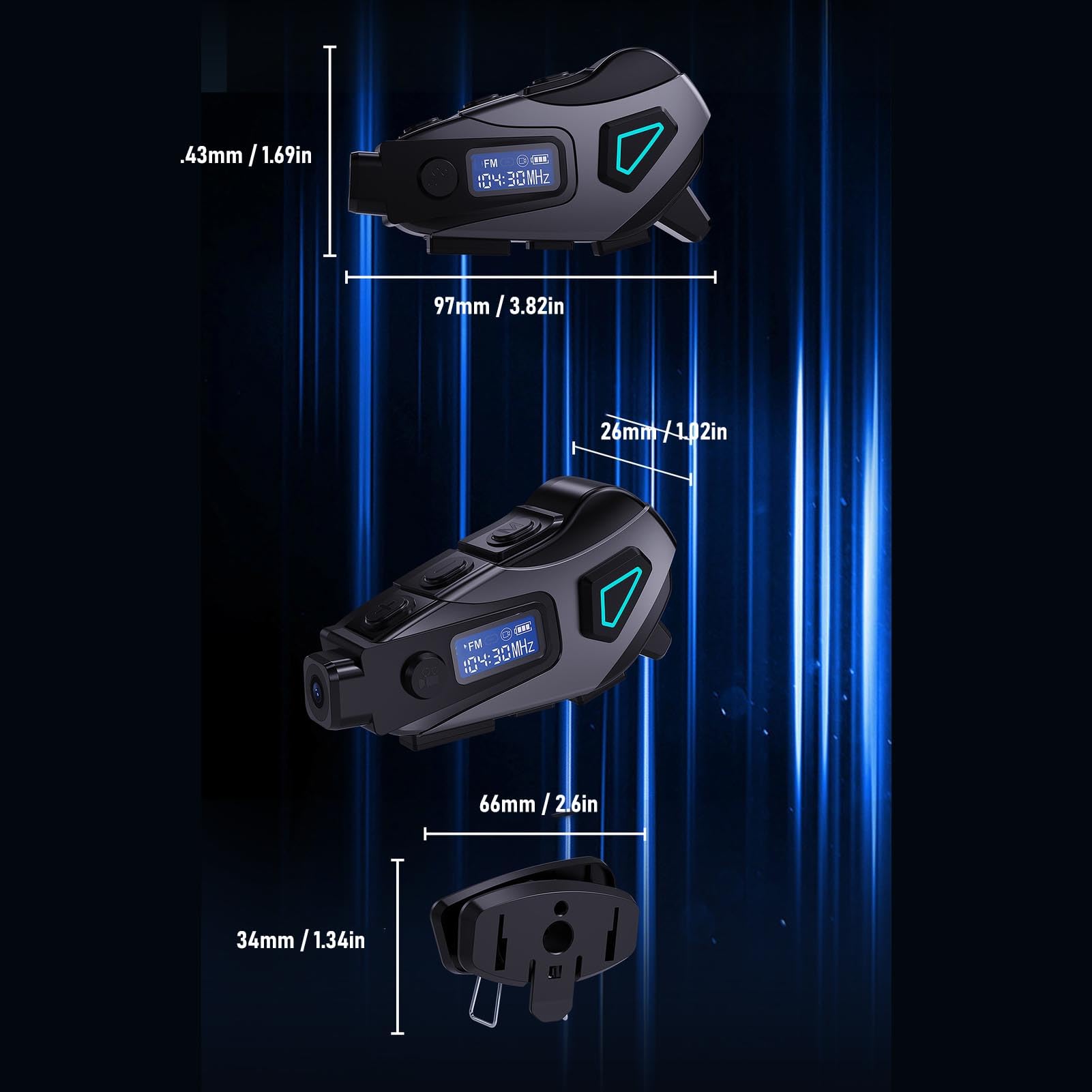 Casco de moto con cámara 1080p vídeo 5.4 IPX8 altavoz de 40 mm HiFi sonido 1200 mAh batería tipo C carga rápida para moto bicicleta al aire libre al aire libre