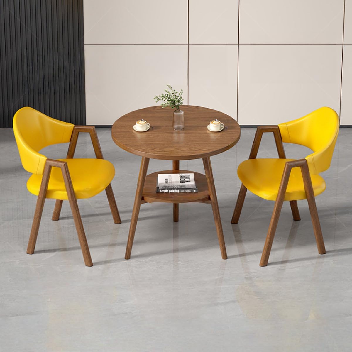 Round Reception Desk and Chair Set, Office Conference Table &amp; Chairs, Business Coffee Dining Table Set for Small Space Reception Room, Lounge, Conference Room