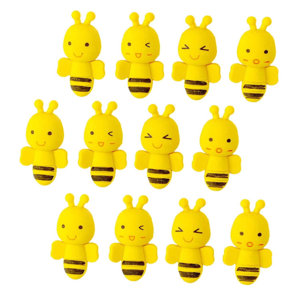 BESPORTBLE 36pcs Creative Bee Erasers for Kids Cartoon Stationery Non-Toxic Kindergarten Painting Supplies Fun Bee-Shaped Erasers Set for Children’s Drawing and School Use