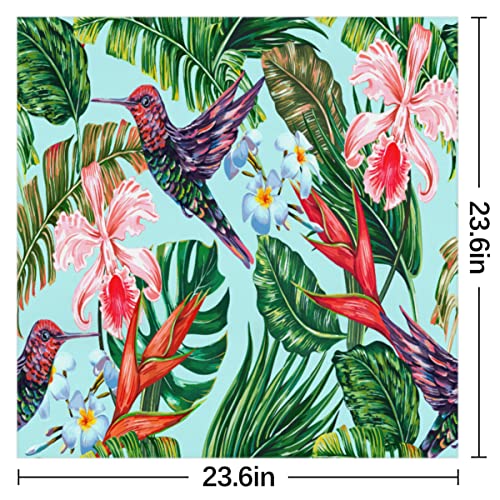 Jungle Hummingbird Square Silk Hair Scarf for Women, Lightweight Summer Head Scarf for Girls Wedding Travel Yoga Handkerchief Shawl Sunscreen Scarves Hair Accessories 23.6 Inches2